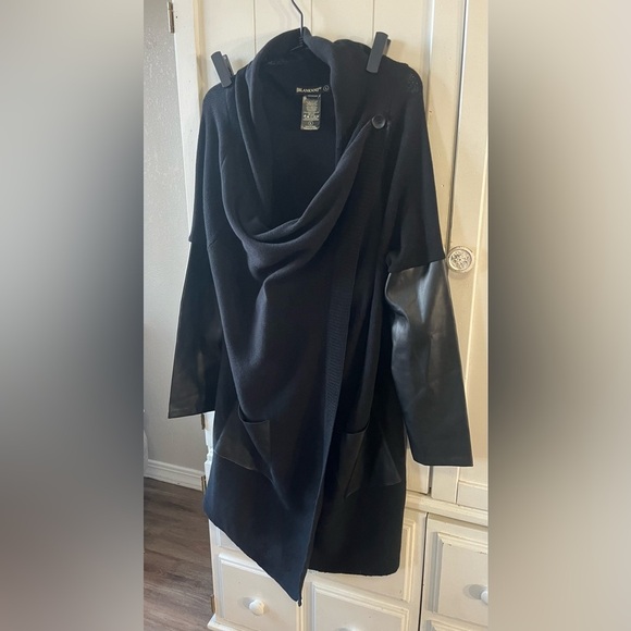 REVOLVE Blank NYC Black
Cotton Sweater Faux Leather Combo Wrap cardigan - Picture 6 of 13